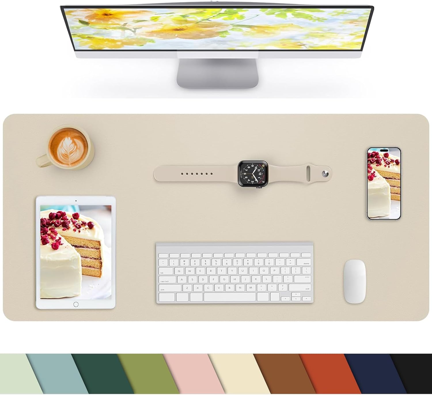 Desk mat Large, Leather Desk Pad Protector,Office Desk Mat,Mouse Pad, Non-Slip Desk Blotter, Laptop Desk Pad, Waterproof Desk Writing Pad for Office&Home (Dark Green, 48" x 24") - Image 31