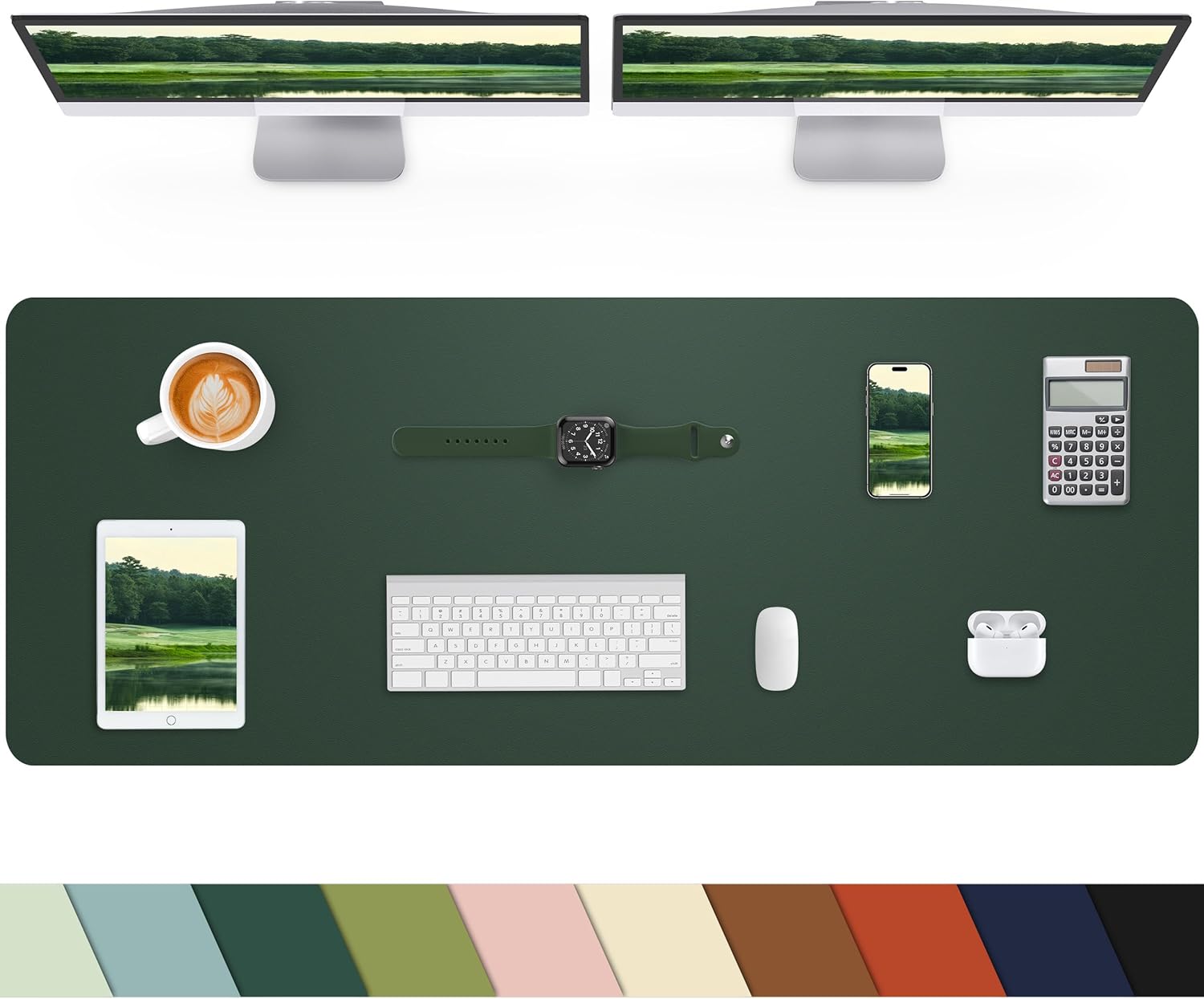 Desk mat Large, Leather Desk Pad Protector,Office Desk Mat,Mouse Pad, Non-Slip Desk Blotter, Laptop Desk Pad, Waterproof Desk Writing Pad for Office&Home (Dark Green, 48" x 24") - Image 19
