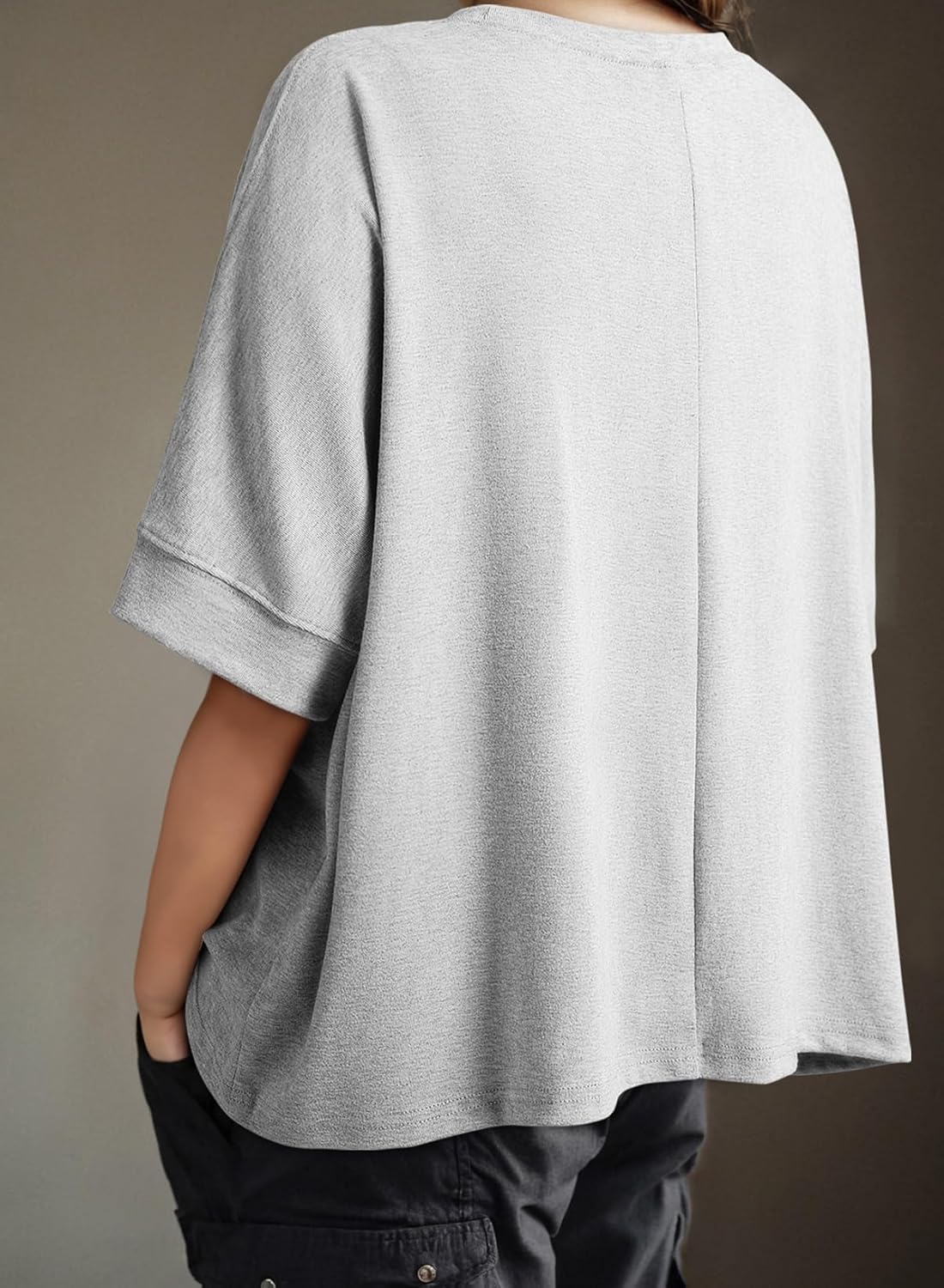 Dokotoo Summer Shirts 2025 Womens Solid T Shirts for Women Loose Oversized Tops Basic Tee - Image 4