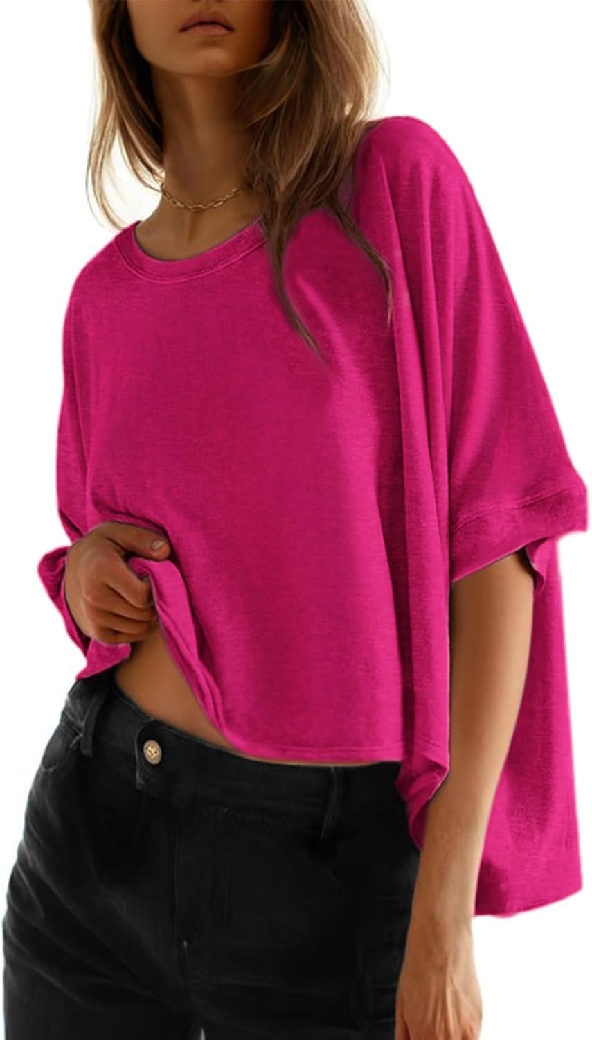 Dokotoo Summer Shirts 2025 Womens Solid T Shirts for Women Loose Oversized Tops Basic Tee - Image 18