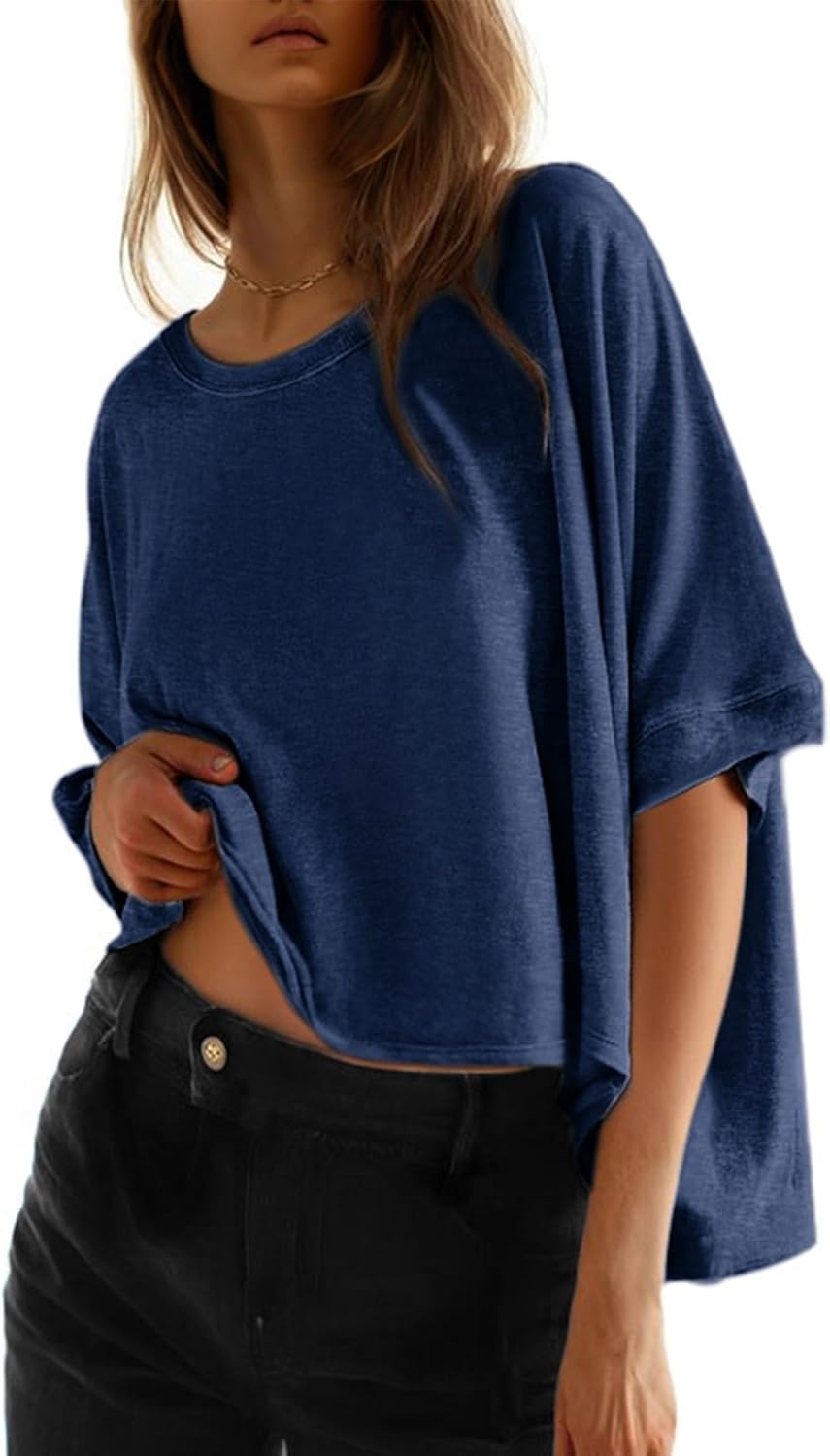 Dokotoo Summer Shirts 2025 Womens Solid T Shirts for Women Loose Oversized Tops Basic Tee - Image 13