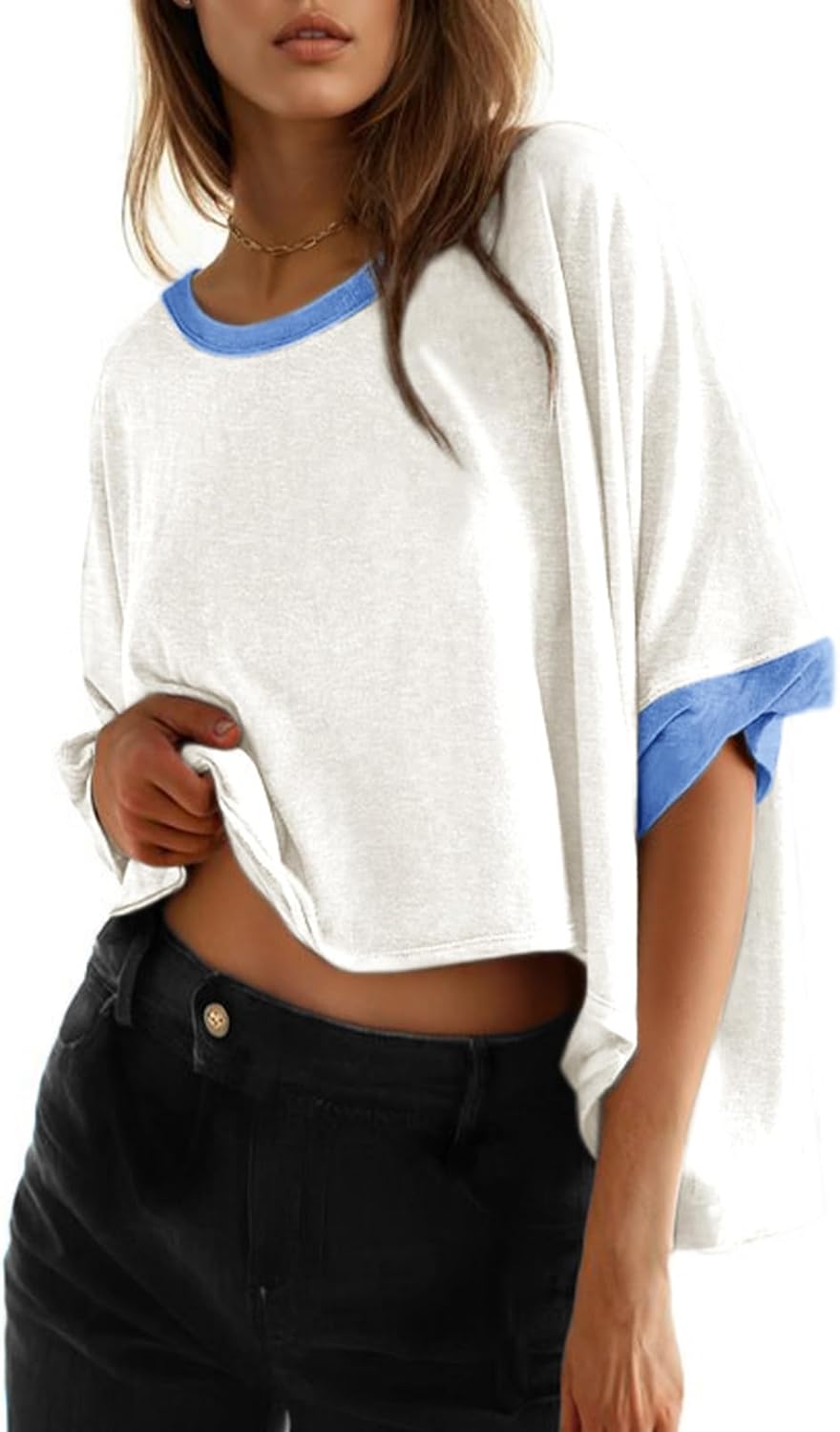 Dokotoo Summer Shirts 2025 Womens Solid T Shirts for Women Loose Oversized Tops Basic Tee - Image 16