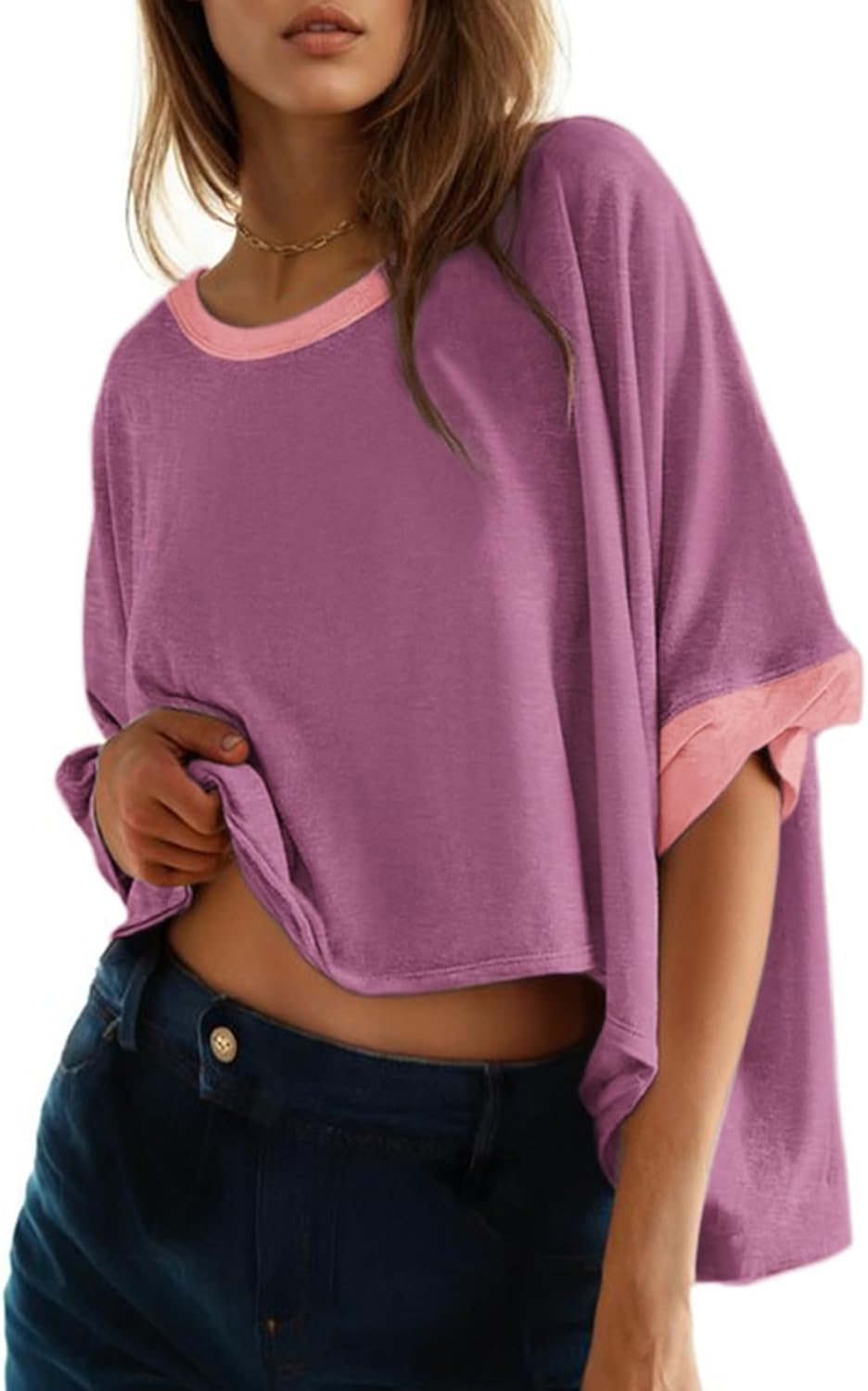 Dokotoo Summer Shirts 2025 Womens Solid T Shirts for Women Loose Oversized Tops Basic Tee - Image 12