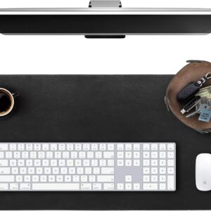 Elizo Leather Desk Mat Desk Pad Blotter Set - Real Full-Grain Leather (32x16) 2-Layer Genuine Desk Cover Protector & Large Mouse Pad | Computer Keyboard Desk Accessories for Office & Home