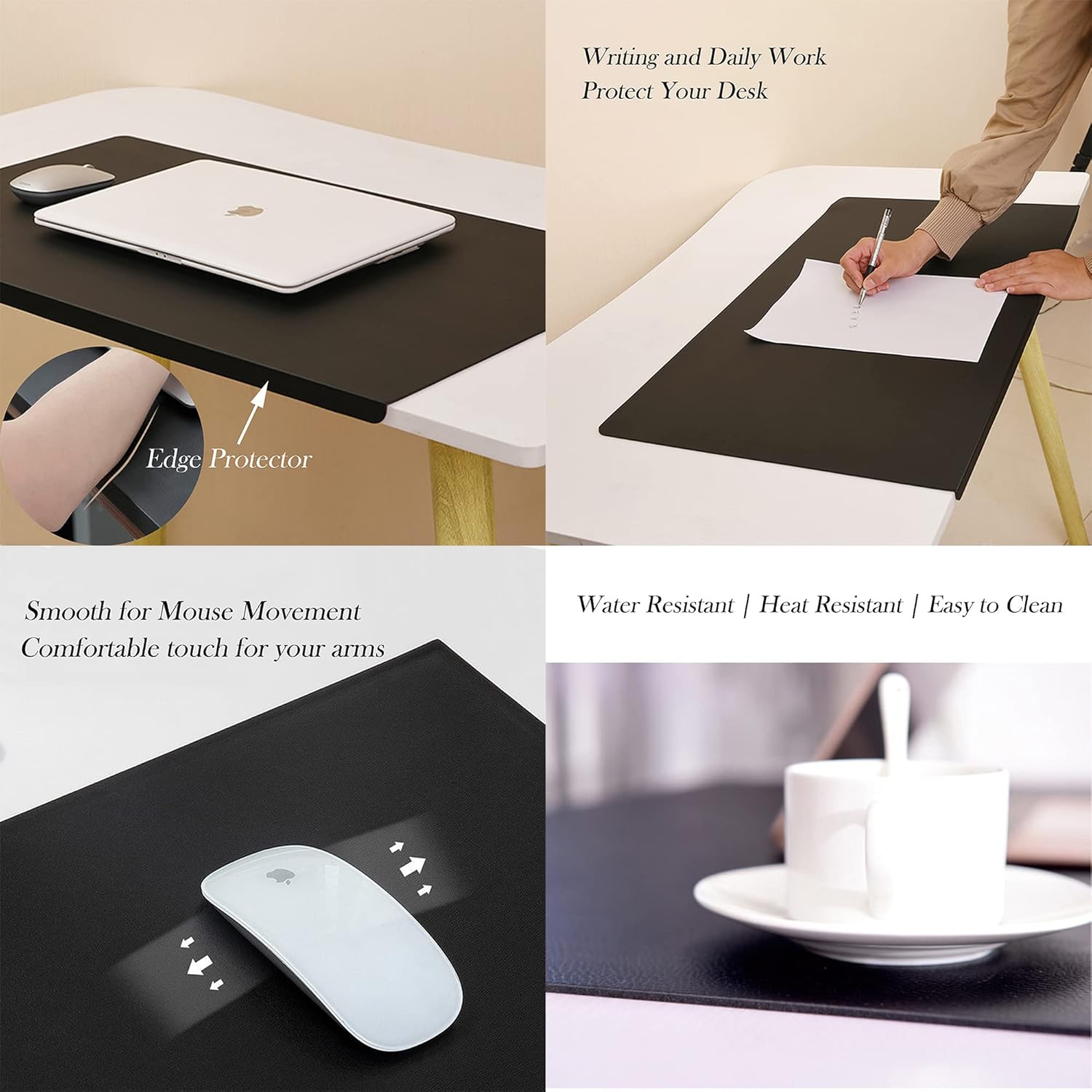 Extended Writing Gaming Mat with Fixation Lip - Large Office Desk Pad Non-Slip Mouse Mat | Waterproof Desktops Mat Soft Leather Mouse Pad for Home Office - Image 4