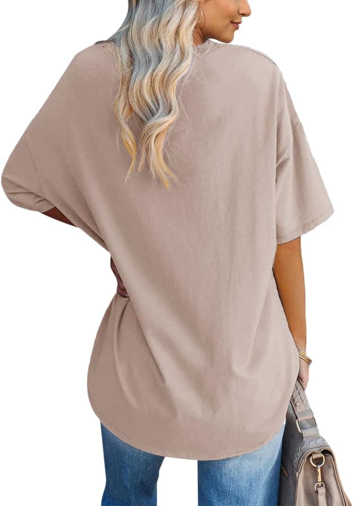 Fazortev Womens Oversized Queen Of Hearts Graphic T Shirts Casual V Neck Half Sleeve Summer Loose Tees Tunic Tops - Image 2