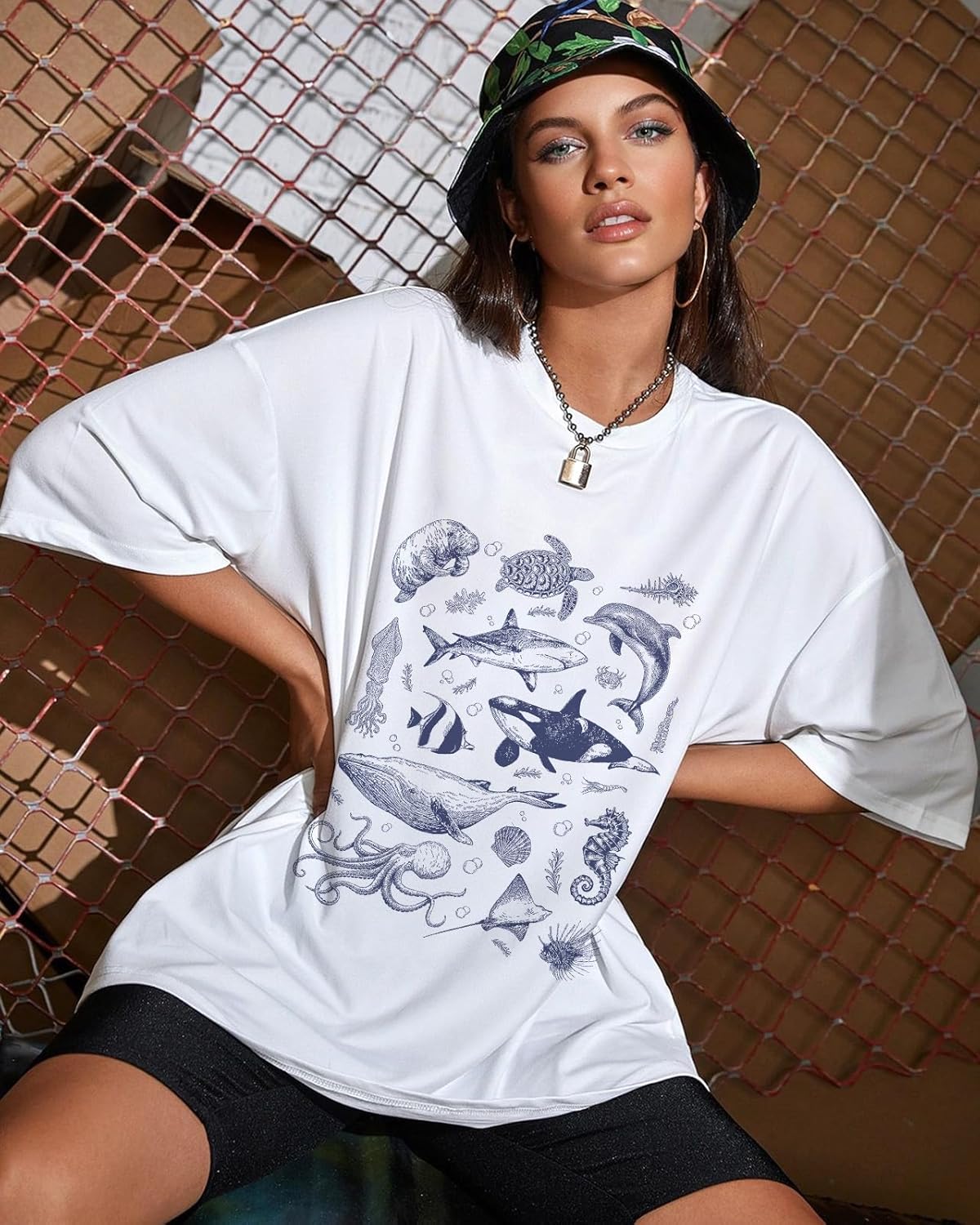 Flafens Oversized Tshirts for Women - T Shirt Graphic Tees Loose Crewneck Pattern Sleeve Cute Print Fashion Summer Tops - Image 5