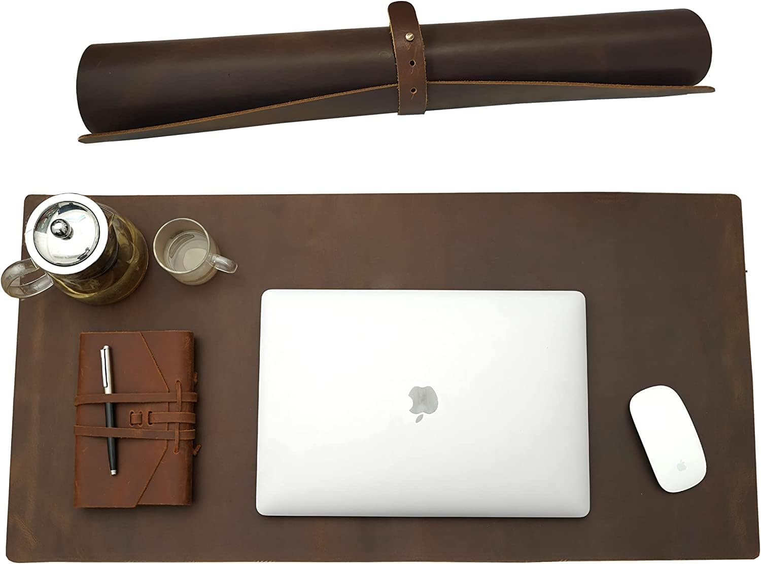 Full Grain Leather Desk Pad Protector,36''x17''Large Genuine Leather Desktop Blotter Mats for Keyboard and Mouse, Big Desk Writing Pad for Office\/Home\/Work\/Game -Brown (Brown, 36''x17'') - Image 8