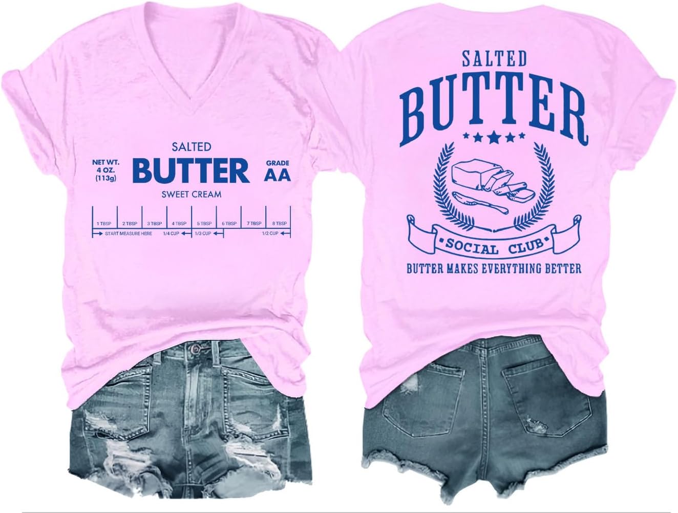Funny Butter Printed Graphic T-Shirt for Women Salted Butter Foodie Baking Tee Cute Vintage Casual Summer Top - Image 26