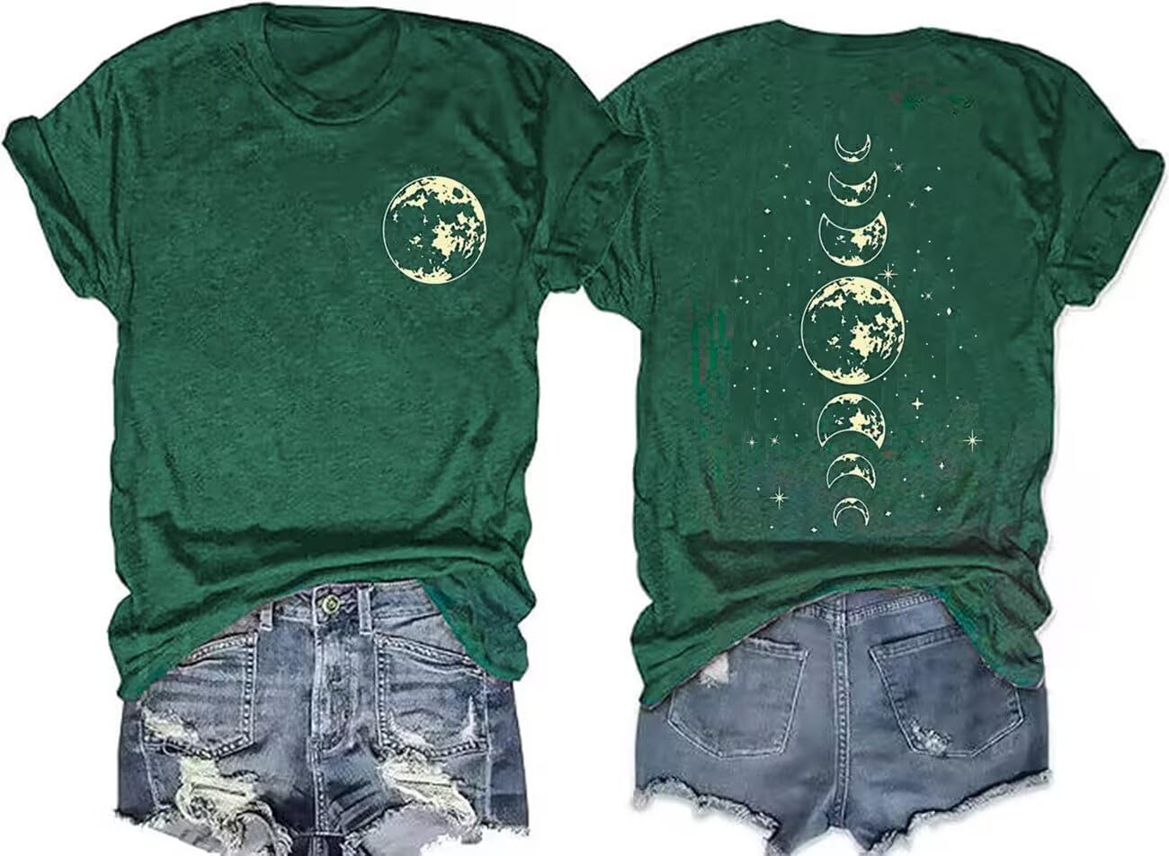 GEKYKOC Moon and Sun Shirts for Women Vintage Graphic Tshirt Mountain Hiking Short Sleeve Tees Vacation Funny Shirt - Image 16