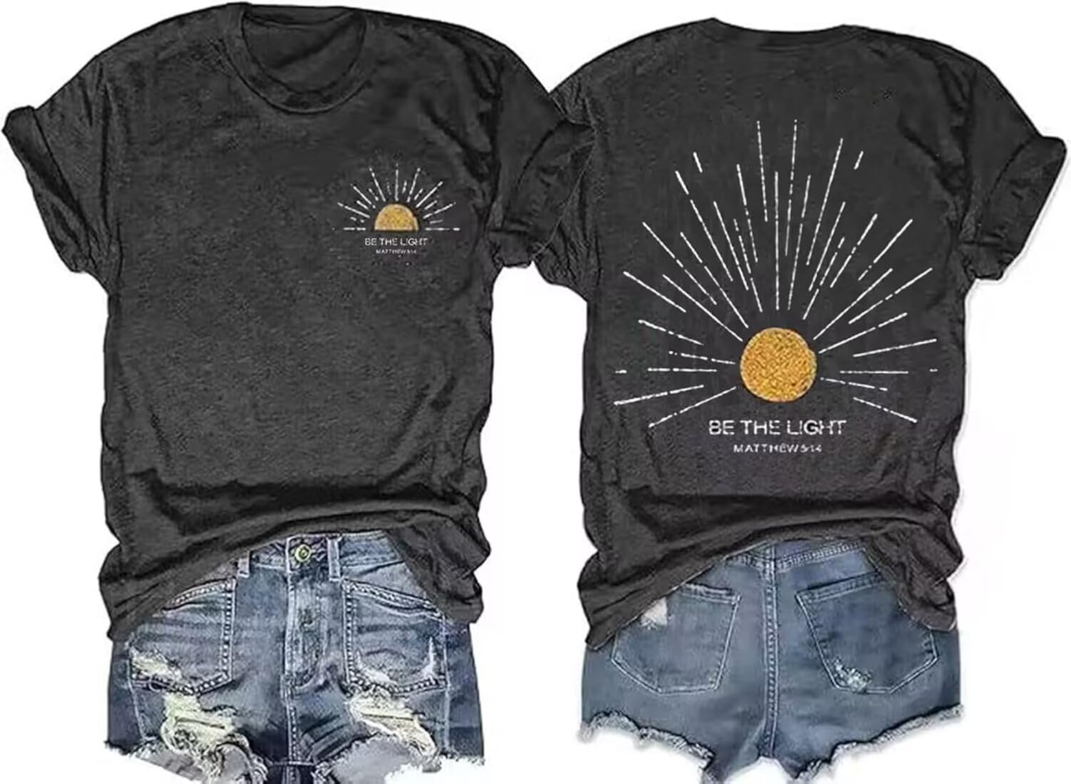 GEKYKOC Moon and Sun Shirts for Women Vintage Graphic Tshirt Mountain Hiking Short Sleeve Tees Vacation Funny Shirt - Image 13