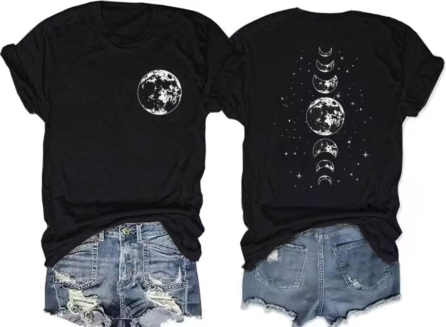 GEKYKOC Moon and Sun Shirts for Women Vintage Graphic Tshirt Mountain Hiking Short Sleeve Tees Vacation Funny Shirt - Image 12