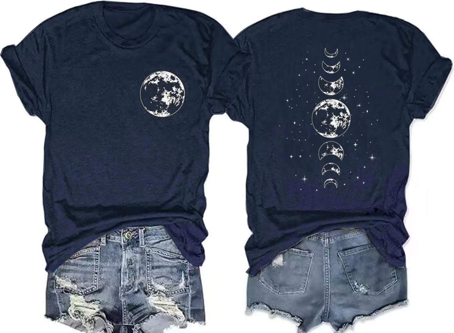 GEKYKOC Moon and Sun Shirts for Women Vintage Graphic Tshirt Mountain Hiking Short Sleeve Tees Vacation Funny Shirt - Image 21