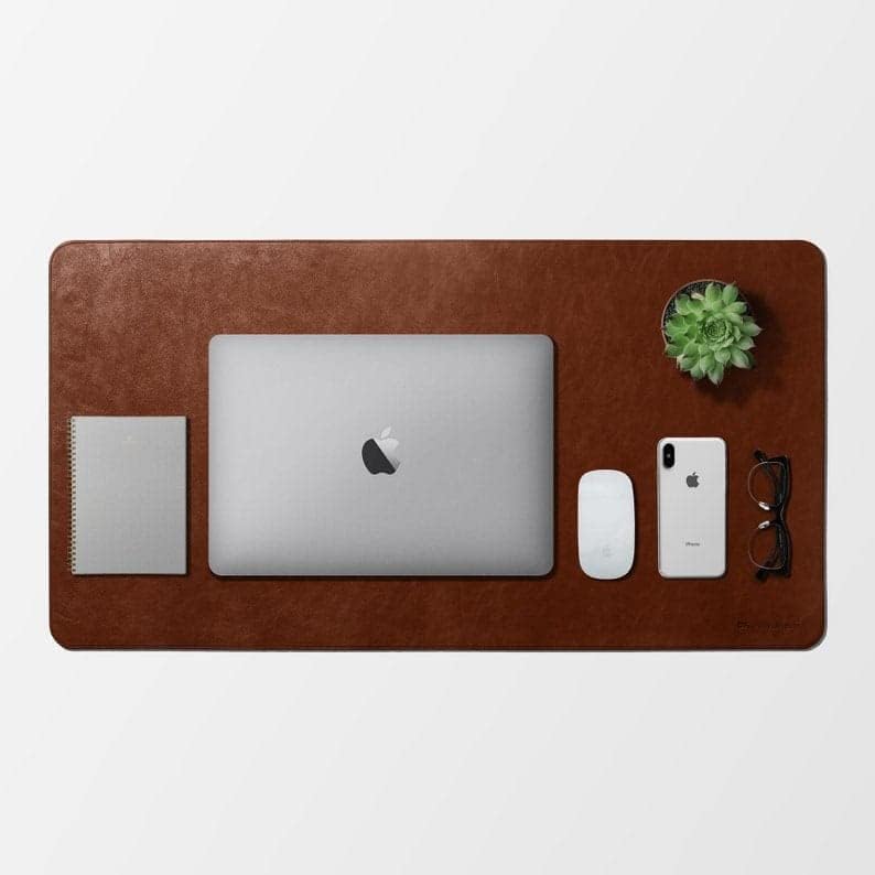 Genuine Leather Large Desk Pad Protector,36''x17'' Office Desk Mat,Mouse Pad, Non-Slip Leather Desk Blotter, Laptop Desk Pad, Waterproof Desk Writing Pad for Office and Home (36''x17'', Tan Antique)