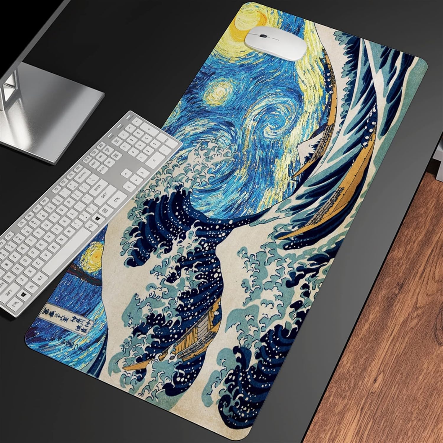 Great Wave Off Art Large Size Mouse Pad Natural Rubber PC Computer Gaming Mousepad Desk Mat Locking Edge for CS GO LOL (Color : SNC-011, Size : 1200x600x3mm)