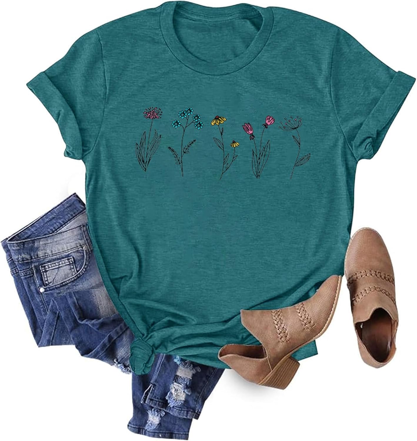 HDLTE Women Graphic T Shirts Short Sleeve Casual Print Tee Tops - Image 10