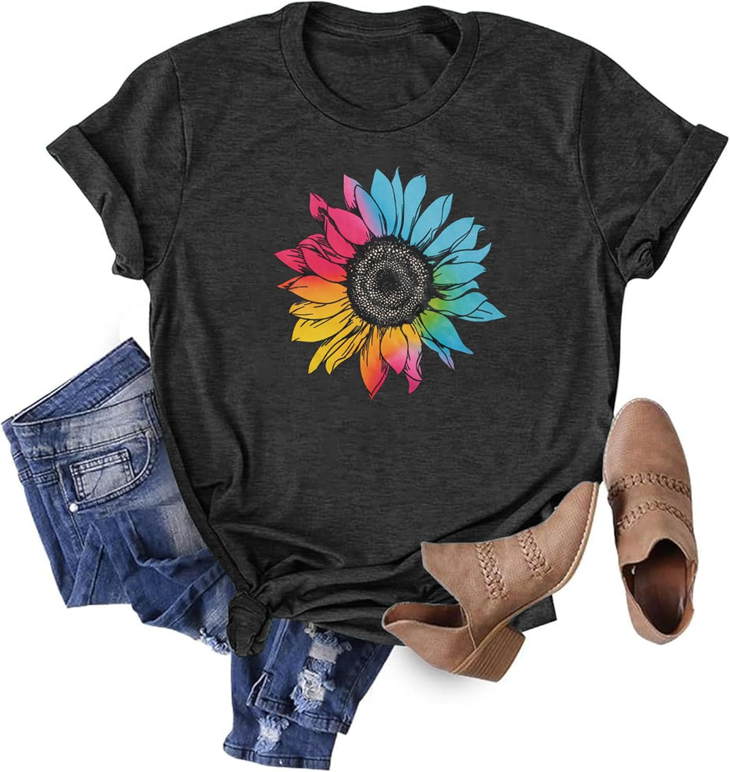 HDLTE Women Graphic T Shirts Short Sleeve Casual Print Tee Tops - Image 5