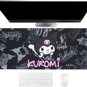 Hello Kitty Jumbo Kuromi Desk Mat, Large Desktop Mousepad, Kawaii Desk Pad, Cute Hello Kitty Decor, 70 x 30 cm