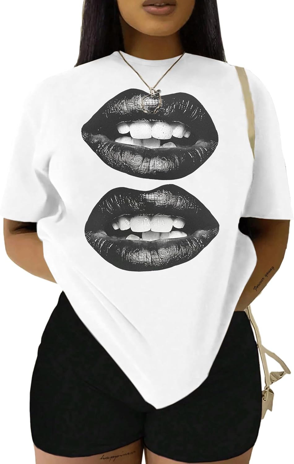 Hilinker Women's Oversized T Shirt Graphic Tees Short Sleeve Shirts Summer Casual Loose Tops