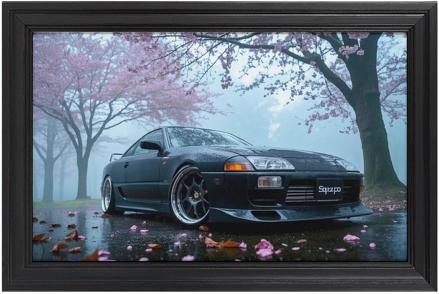 HouLaiZhe JDM Car Desk Mats Sports Car Sup Cherry Blossoms Tree Thick Fog Gaming Mouse Pads Desk Pads Large Mousepads for Desktop Keyboard Computer Mat24x16inch(60x40cm)