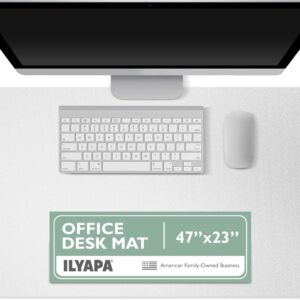 Ilyapa Office Desk Pad, Clear Textured Mat - 47x23 Inch Plastic Clear Desk Protector for Home or Office, Computer Mat Full Mouse Pad (47 x 23 Inch)