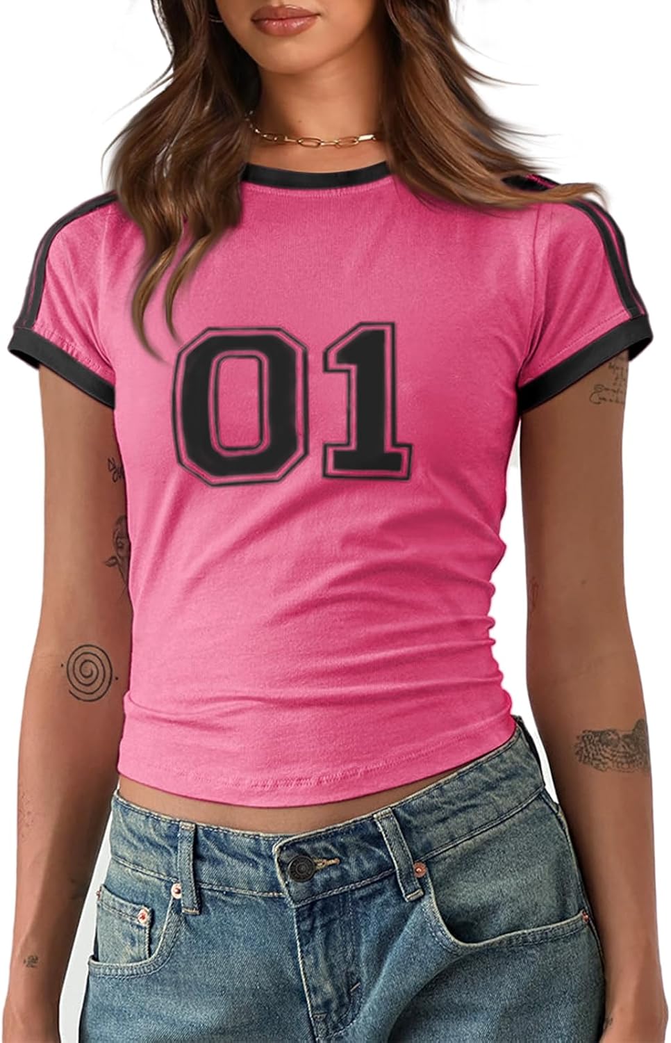 Imily Bela Womens Summer Crop Tops Y2k Baby Tees Cute Letter Print Short Sleeve Vintage T Shirt - Image 6