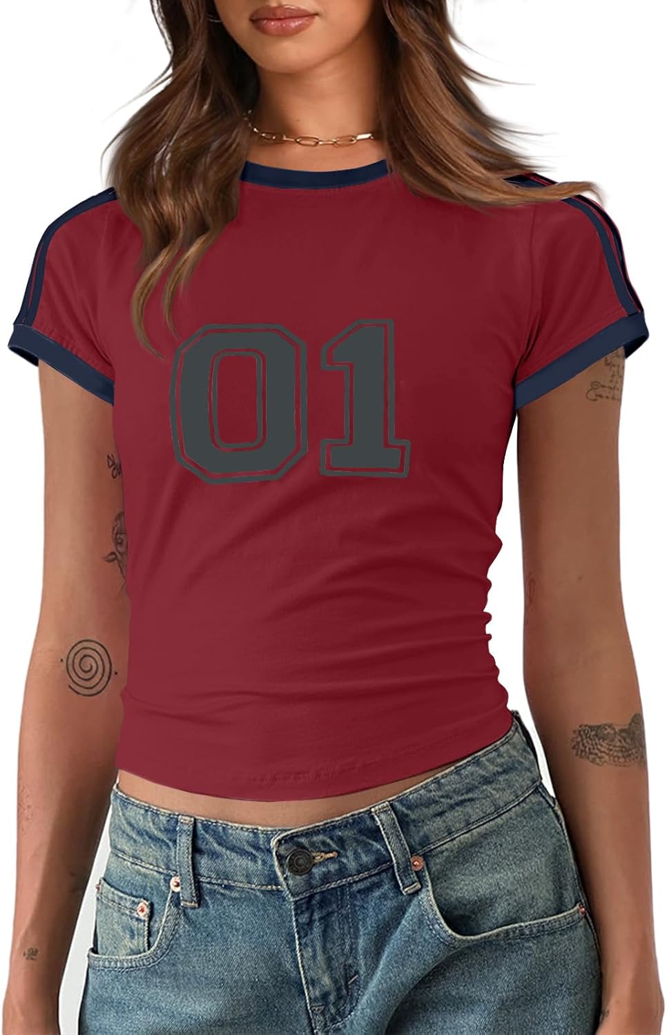 Imily Bela Womens Summer Crop Tops Y2k Baby Tees Cute Letter Print Short Sleeve Vintage T Shirt - Image 8