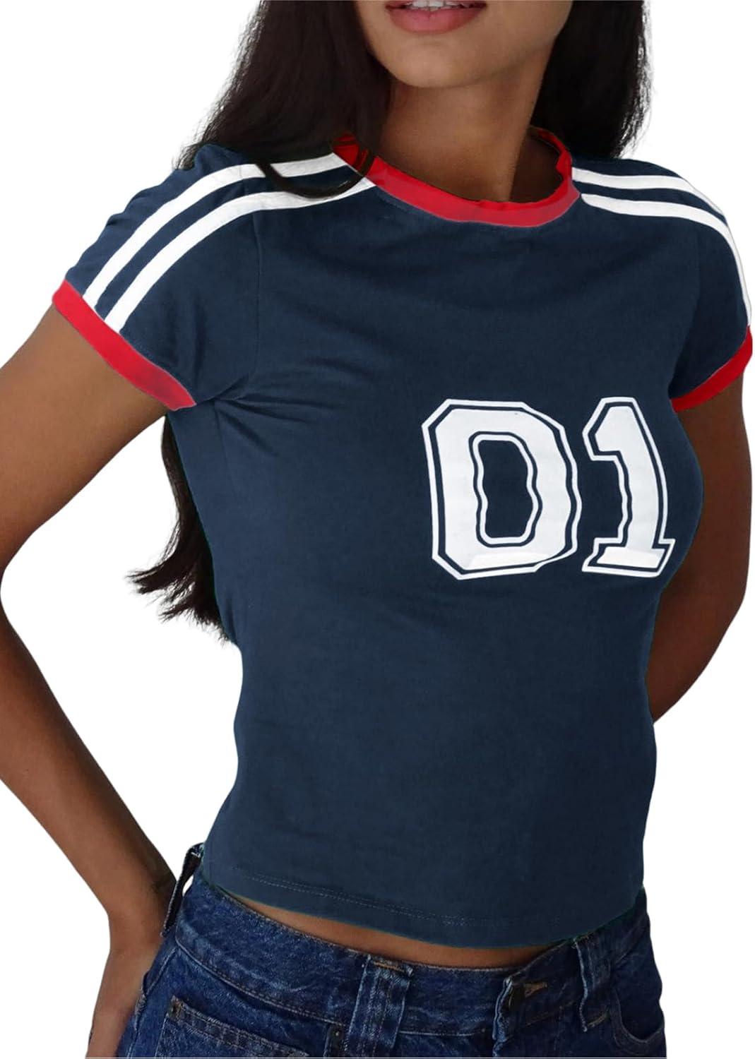 Imily Bela Womens Summer Crop Tops Y2k Baby Tees Cute Letter Print Short Sleeve Vintage T Shirt - Image 2