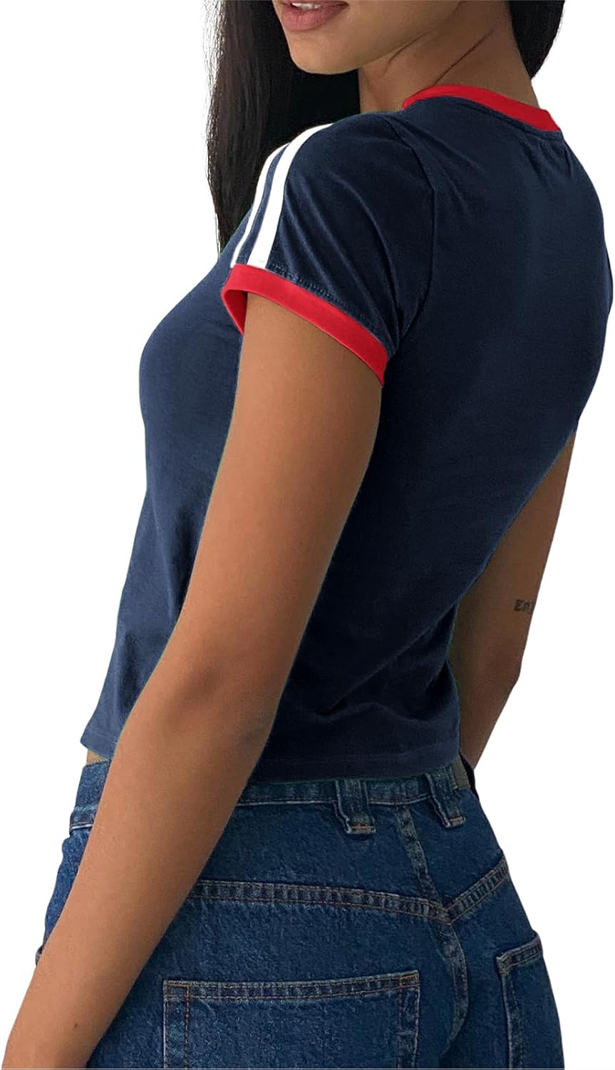 Imily Bela Womens Summer Crop Tops Y2k Baby Tees Cute Letter Print Short Sleeve Vintage T Shirt - Image 3