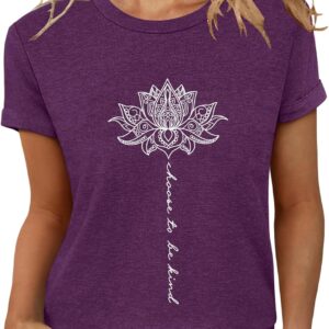 Inber T Shirts for Women Crewneck Boho Flowers Wildflowers Graphic Tees 2025 Summer Cute Shirts Short Sleeve Tops