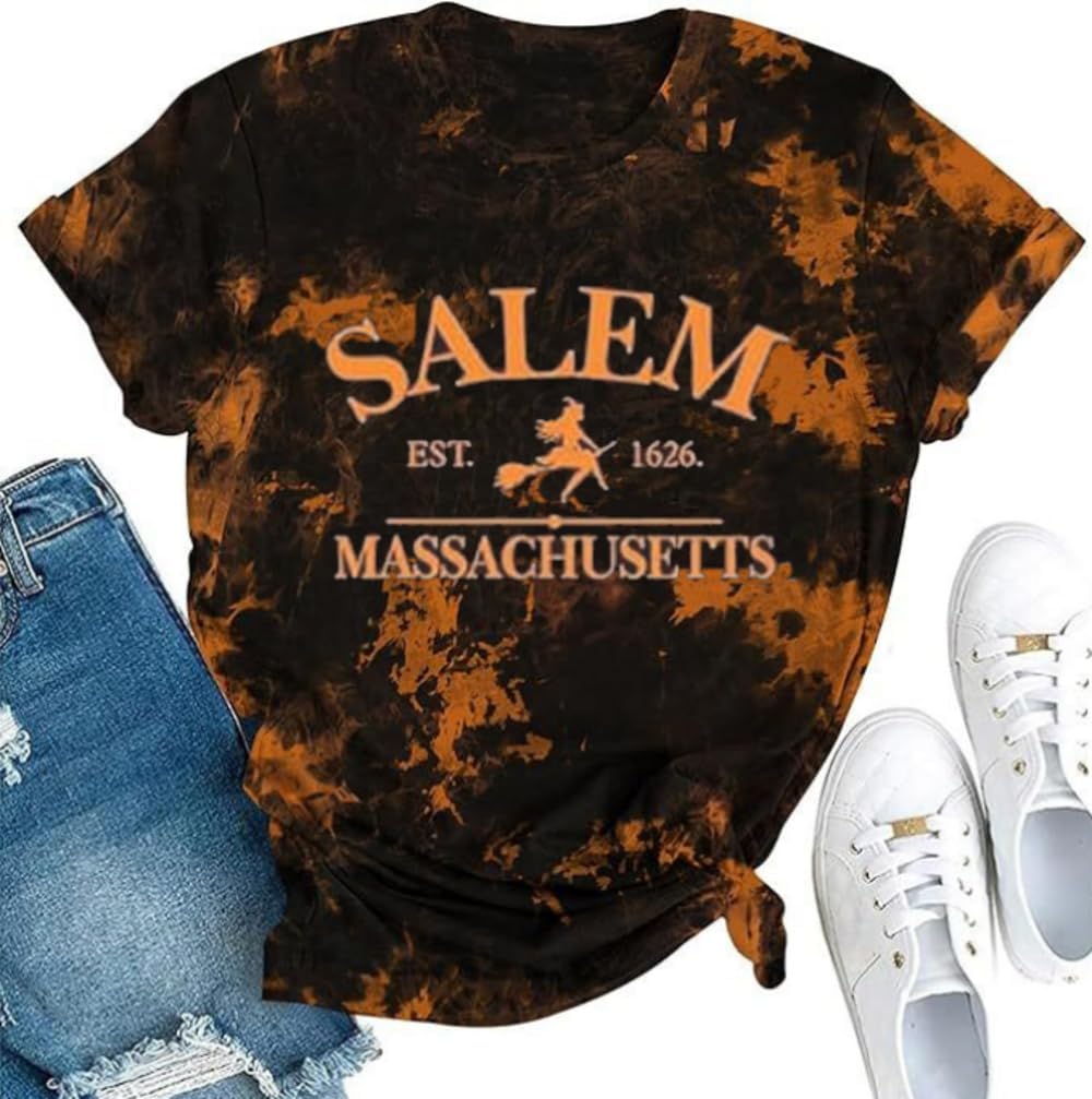 kfulemai Womens I'm Fine Bloody Halloween Shirt Sanderson Sisters Short Sleeve Problem Solved Blood Horror Graphic Tee - Image 8