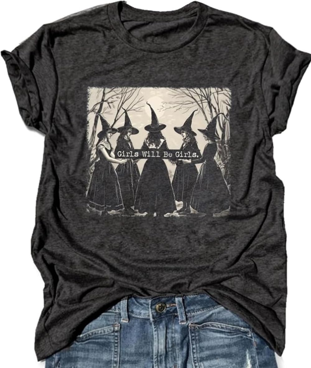 kfulemai Womens I'm Fine Bloody Halloween Shirt Sanderson Sisters Short Sleeve Problem Solved Blood Horror Graphic Tee