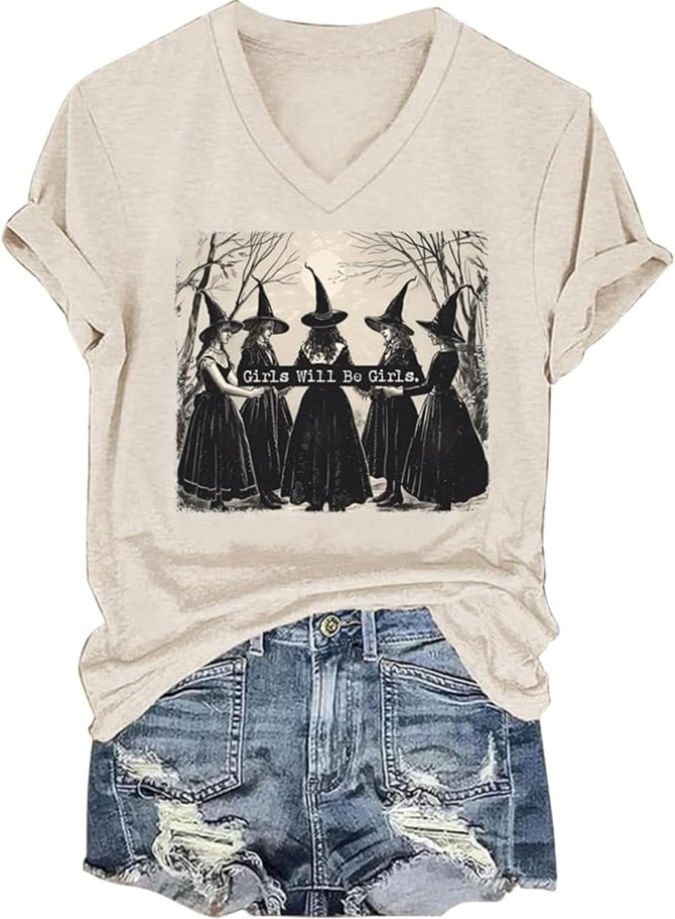 kfulemai Womens I'm Fine Bloody Halloween Shirt Sanderson Sisters Short Sleeve Problem Solved Blood Horror Graphic Tee - Image 5