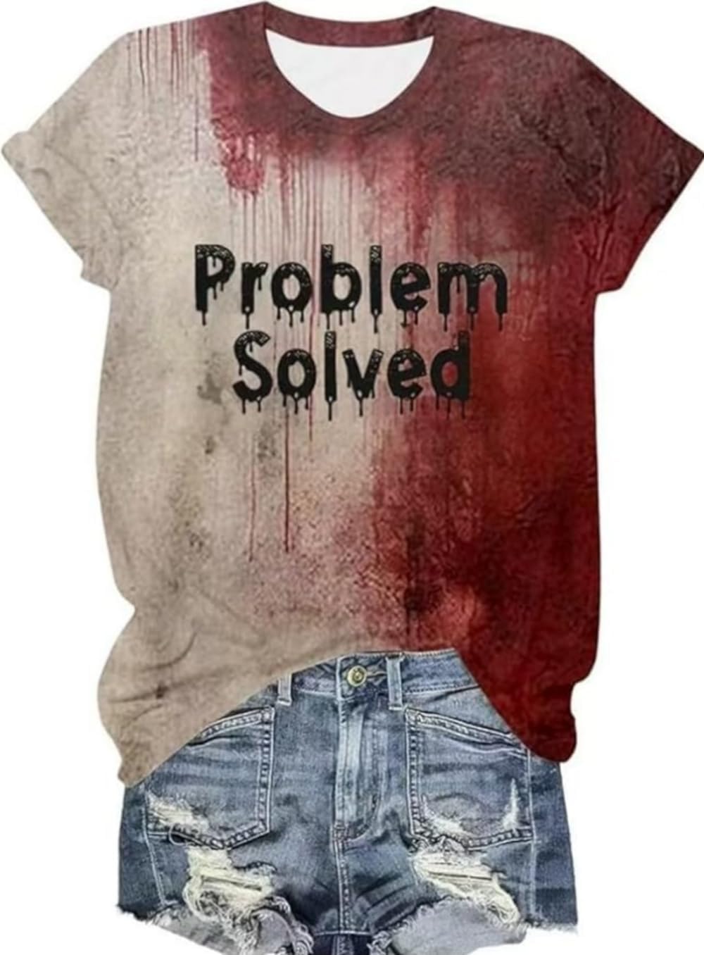 kfulemai Womens I'm Fine Bloody Halloween Shirt Sanderson Sisters Short Sleeve Problem Solved Blood Horror Graphic Tee - Image 6
