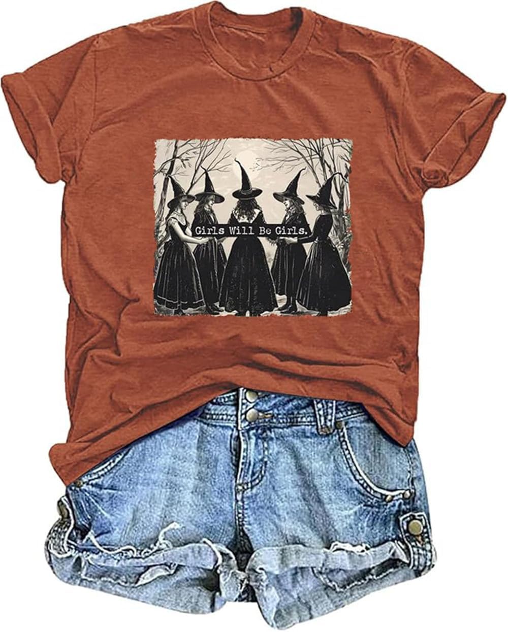 kfulemai Womens I'm Fine Bloody Halloween Shirt Sanderson Sisters Short Sleeve Problem Solved Blood Horror Graphic Tee - Image 12