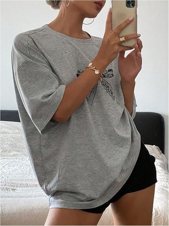 KLZELZS Womens Vintage Graphic Tee Shirt Summer Short Sleeve Loose Casual Basic Tee Tops Fit Shirts Oversized Baggy Shirts - Image 4