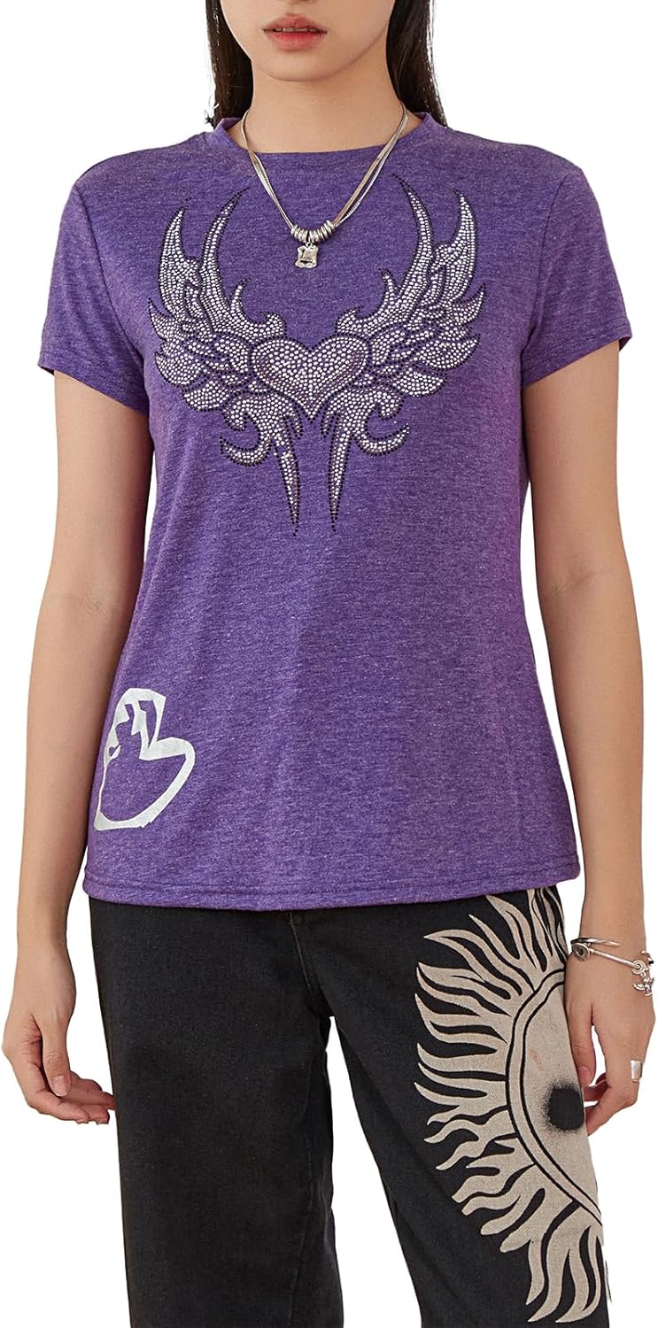 Kodaruber Y2k Grunge Graphic Tees for Women Teen Girls Vintage Goth Aesthetic Baggy Shirts 2000s Emo Tops Summer Clothes - Image 11