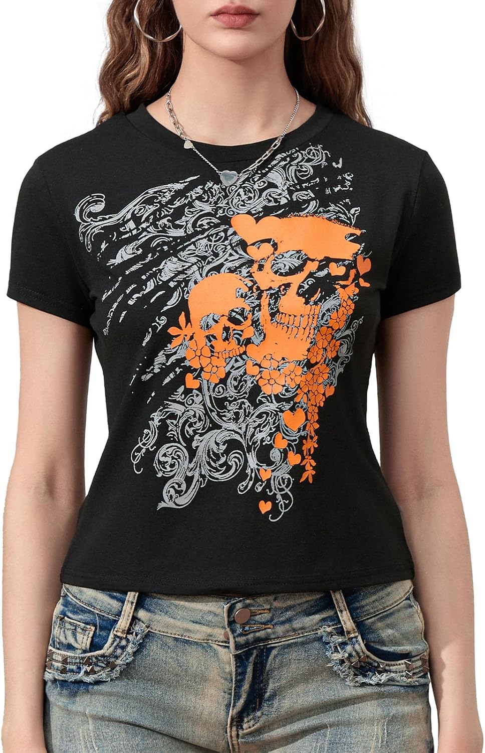Kodaruber Y2k Grunge Graphic Tees for Women Teen Girls Vintage Goth Aesthetic Baggy Shirts 2000s Emo Tops Summer Clothes - Image 13
