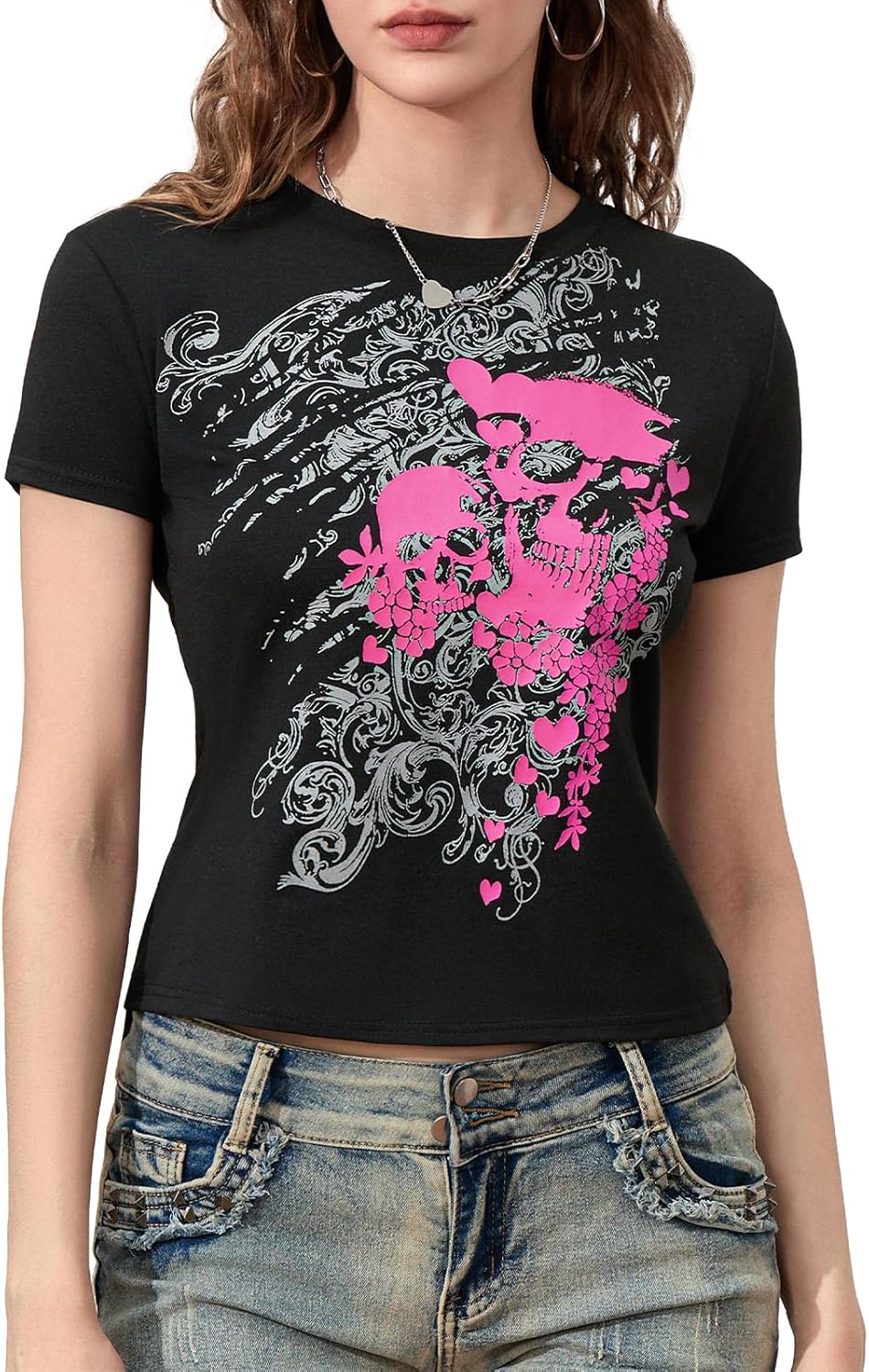 Kodaruber Y2k Grunge Graphic Tees for Women Teen Girls Vintage Goth Aesthetic Baggy Shirts 2000s Emo Tops Summer Clothes - Image 10