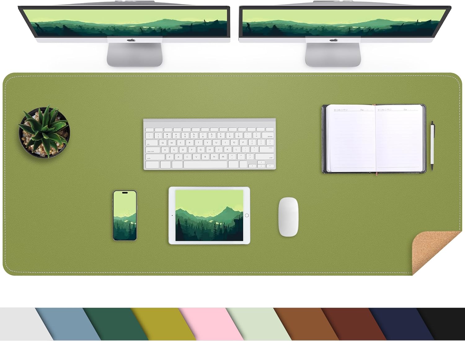 Large Desk Mat 47.2" x 17" Leather Desk Pad Protector with Natural Cork & PU Leather, Non-Slip Office Desk Mat, Large Mouse Pad, Waterproof Desk Blotter pad for Office&Home(Black) - Image 34