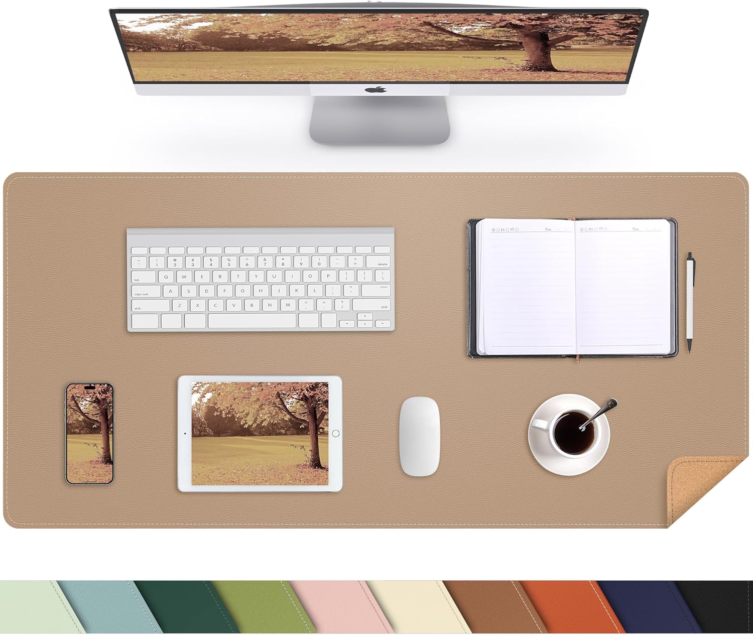 Large Desk Mat 47.2" x 17" Leather Desk Pad Protector with Natural Cork & PU Leather, Non-Slip Office Desk Mat, Large Mouse Pad, Waterproof Desk Blotter pad for Office&Home(Black) - Image 64