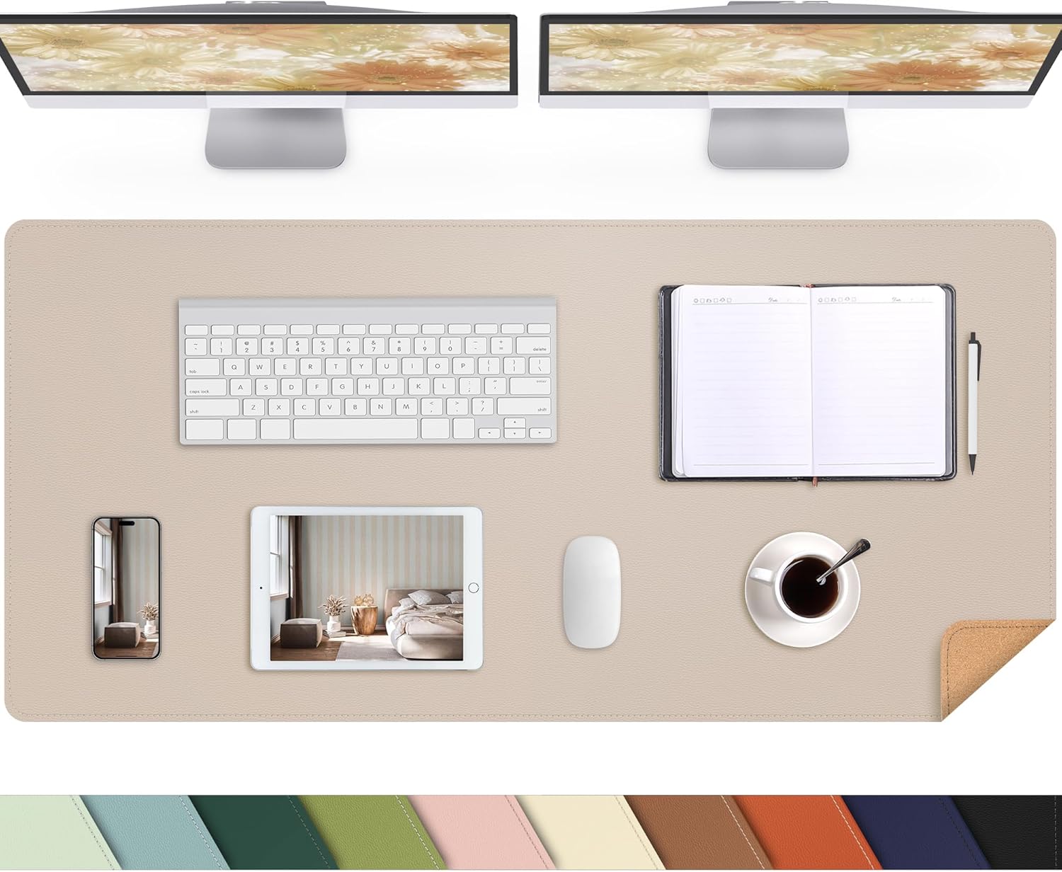 Large Desk Mat 47.2" x 17" Leather Desk Pad Protector with Natural Cork & PU Leather, Non-Slip Office Desk Mat, Large Mouse Pad, Waterproof Desk Blotter pad for Office&Home(Black) - Image 27