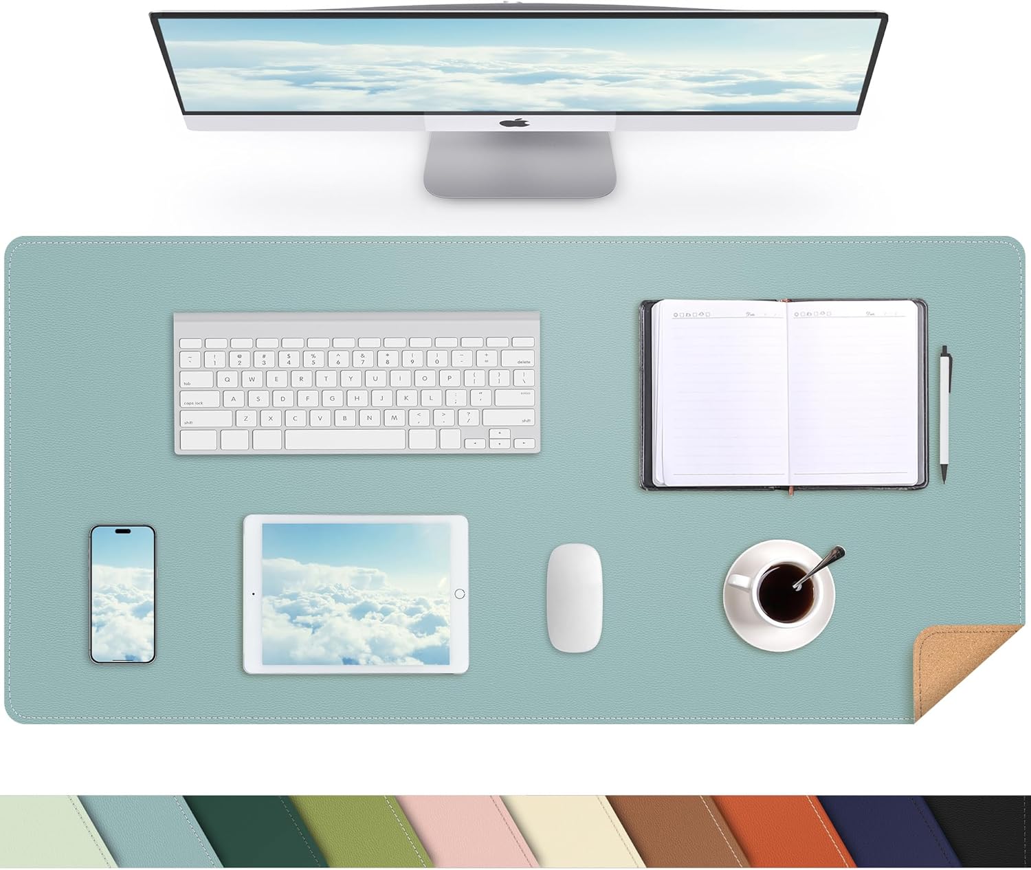 Large Desk Mat 47.2" x 17" Leather Desk Pad Protector with Natural Cork & PU Leather, Non-Slip Office Desk Mat, Large Mouse Pad, Waterproof Desk Blotter pad for Office&Home(Black) - Image 43