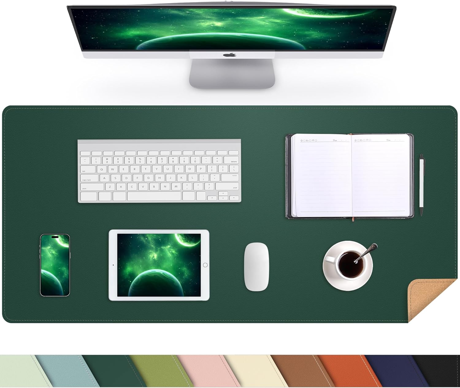 Large Desk Mat 47.2" x 17" Leather Desk Pad Protector with Natural Cork & PU Leather, Non-Slip Office Desk Mat, Large Mouse Pad, Waterproof Desk Blotter pad for Office&Home(Black) - Image 45