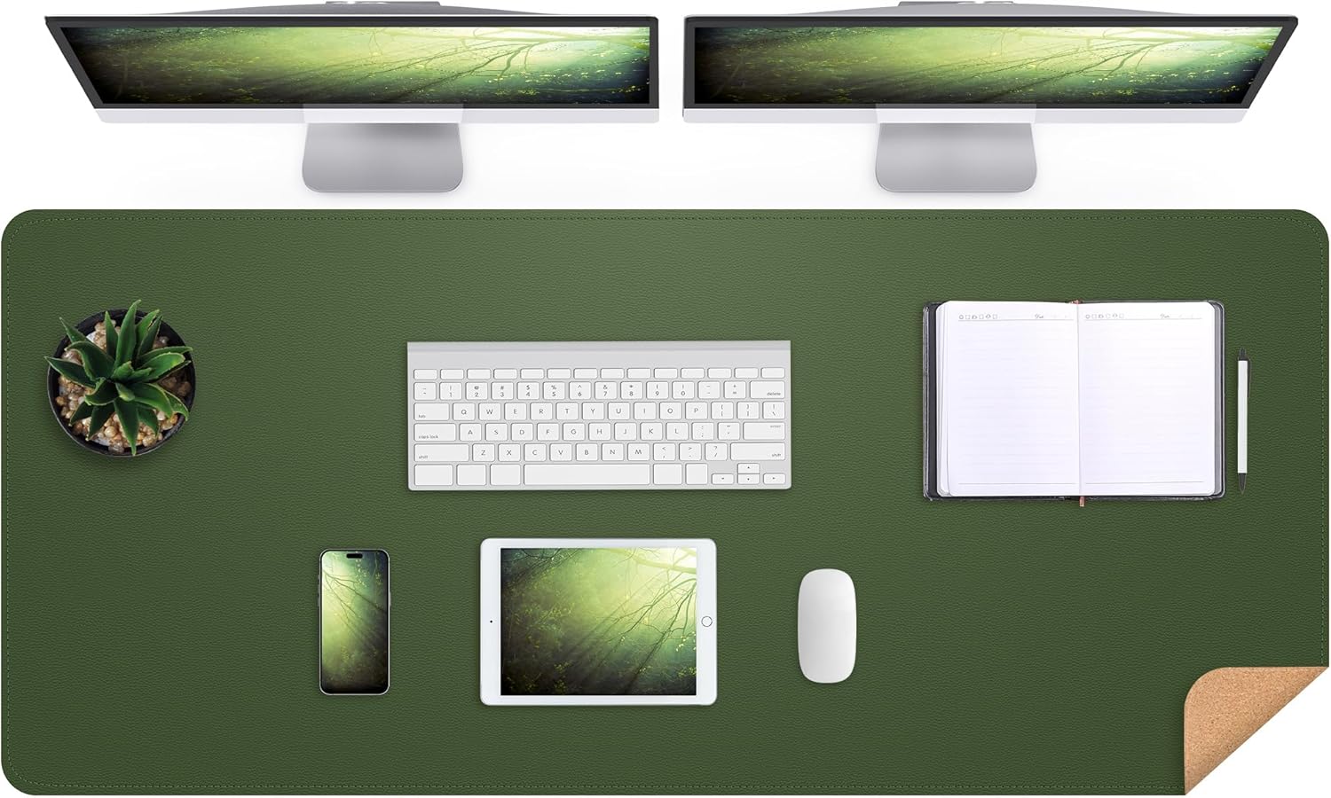 Large Desk Mat 47.2" x 17" Leather Desk Pad Protector with Natural Cork & PU Leather, Non-Slip Office Desk Mat, Large Mouse Pad, Waterproof Desk Blotter pad for Office&Home(Black) - Image 17