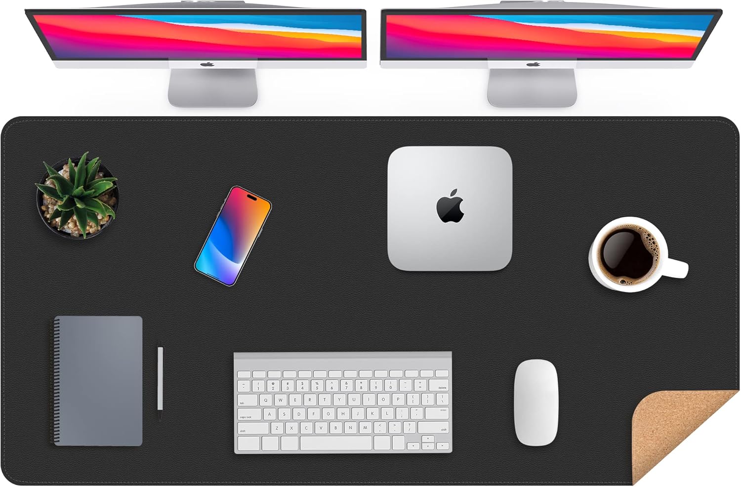 Large Desk Mat 47.2" x 17" Leather Desk Pad Protector with Natural Cork & PU Leather, Non-Slip Office Desk Mat, Large Mouse Pad, Waterproof Desk Blotter pad for Office&Home(Black) - Image 39