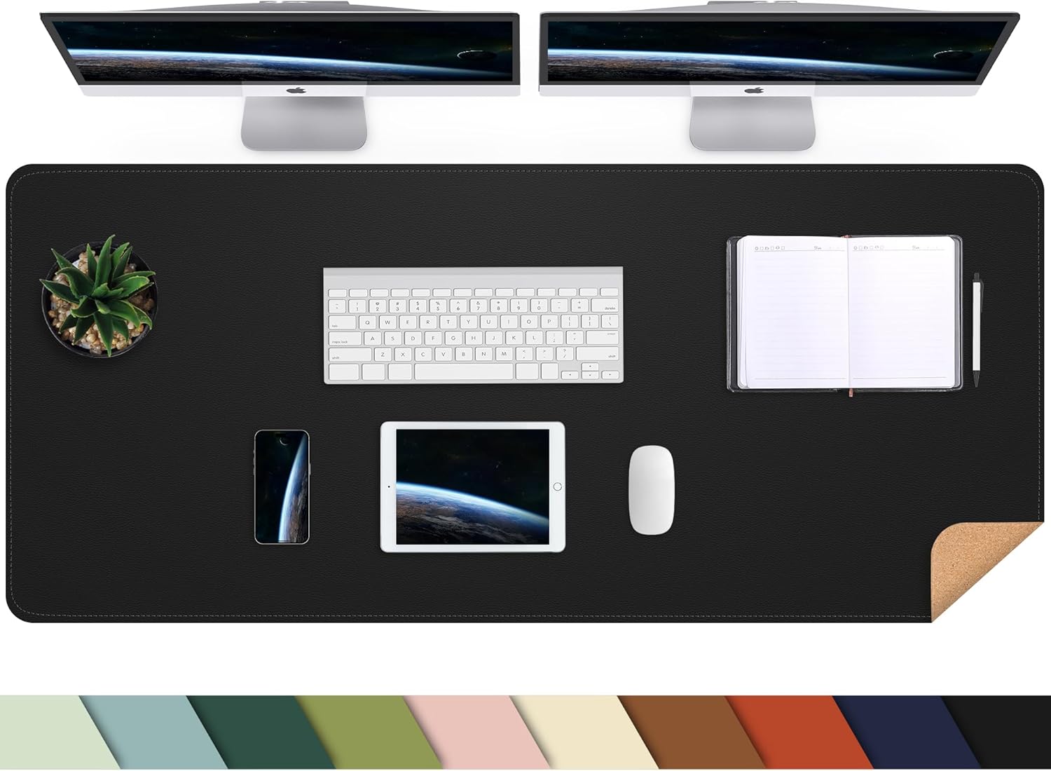 Large Desk Mat 47.2" x 17" Leather Desk Pad Protector with Natural Cork & PU Leather, Non-Slip Office Desk Mat, Large Mouse Pad, Waterproof Desk Blotter pad for Office&Home(Black) - Image 59