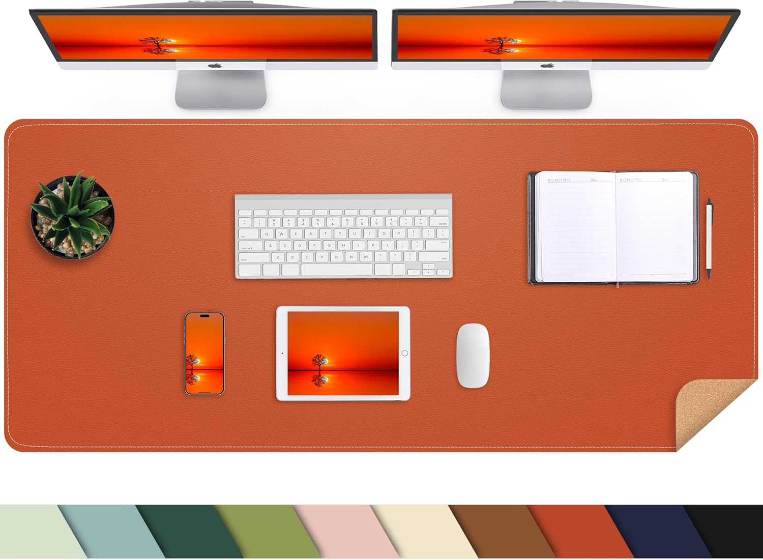 Large Desk Mat 47.2" x 17" Leather Desk Pad Protector with Natural Cork & PU Leather, Non-Slip Office Desk Mat, Large Mouse Pad, Waterproof Desk Blotter pad for Office&Home(Black) - Image 18