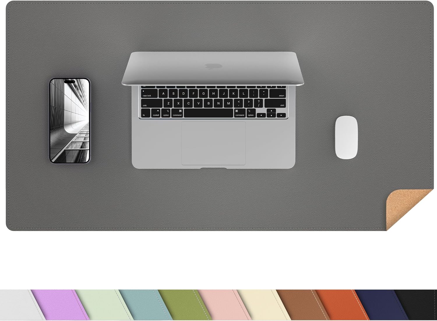 Large Desk Mat 47.2" x 17" Leather Desk Pad Protector with Natural Cork & PU Leather, Non-Slip Office Desk Mat, Large Mouse Pad, Waterproof Desk Blotter pad for Office&Home(Black) - Image 24