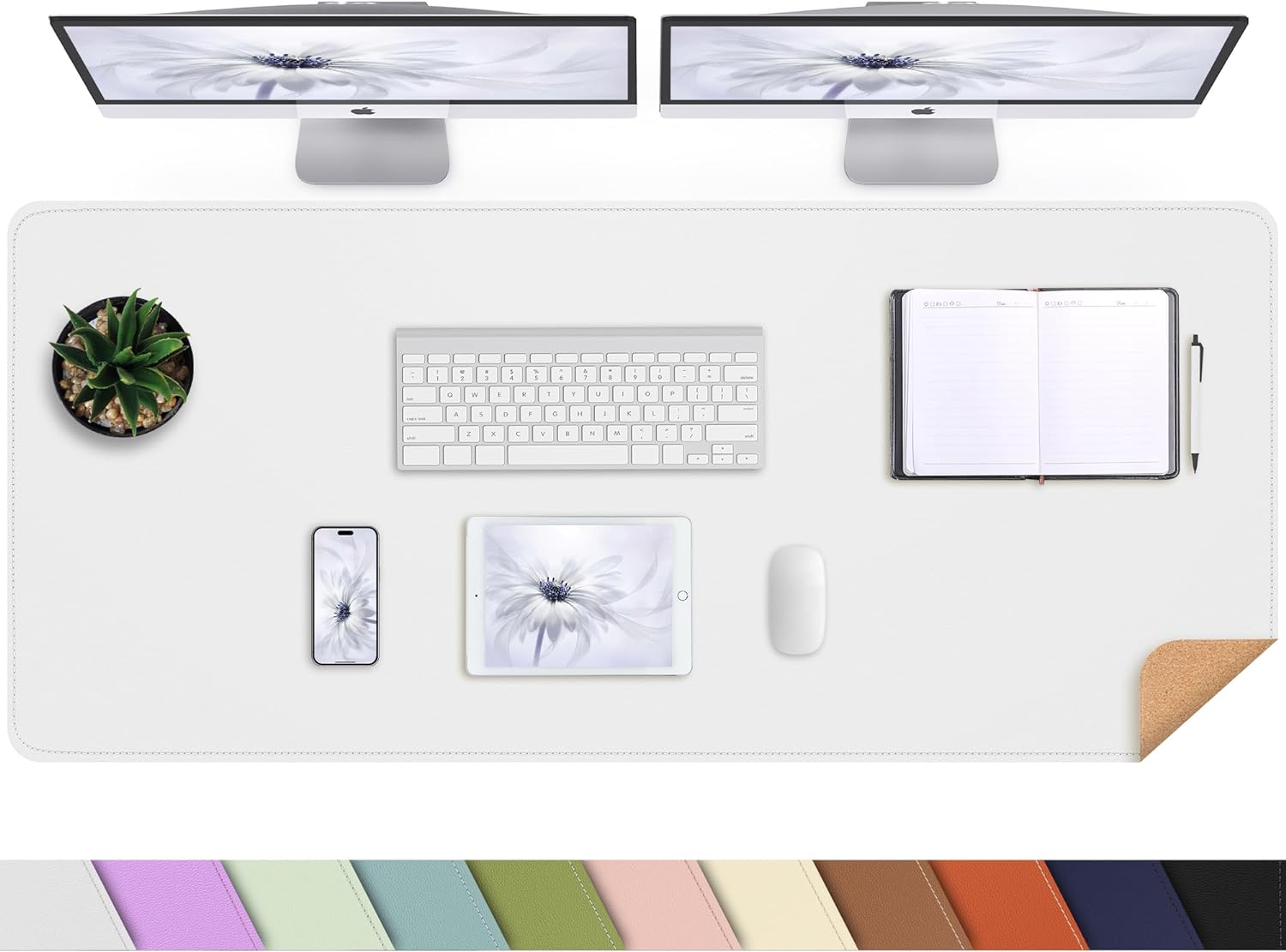 Large Desk Mat 47.2" x 17" Leather Desk Pad Protector with Natural Cork & PU Leather, Non-Slip Office Desk Mat, Large Mouse Pad, Waterproof Desk Blotter pad for Office&Home(Black) - Image 60